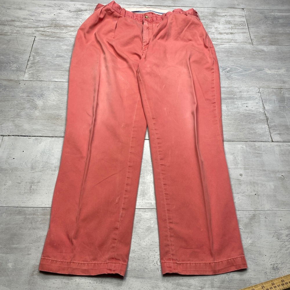 Polo Ralph Lauren Classic Fit Chinos Mens 34/30 Salmon Pink Pleated Cotton Pants